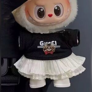 Adorable 3 piece Cat Black and White Labubu Ensemble - doll not included